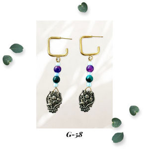 Gold Square Pixie Street Dangle Stud Earrings